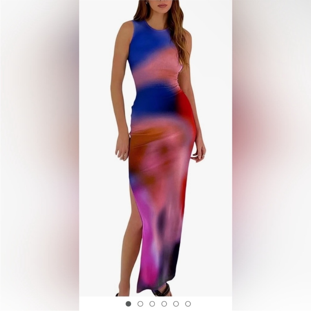 Multicolor Sleeveless Maxi Dress - Picture 6 of 6